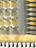 Gray Pure Cotton Woven Zari Design Floral Saree with Unstitched Blouse - Hiral Fashion | Grocsy