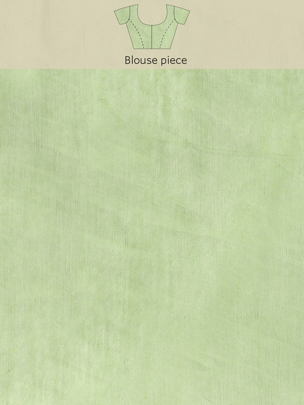 Green Pure Cotton Woven Zari Design Floral Saree with Unstitched Blouse - Hiral Fashion | Grocsy