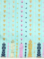 Turquoise Pure Cotton Woven Zari Design Geomatric Saree with Unstitched Blouse - Hiral Fashion | Grocsy