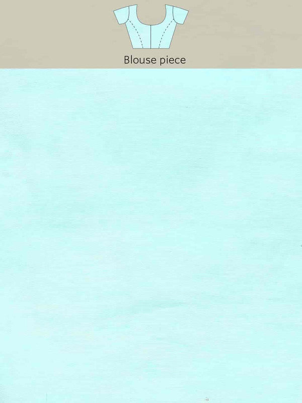 Turquoise Pure Cotton Woven Zari Design Paisley Saree with Unstitched Blouse - Hiral Fashion | Grocsy
