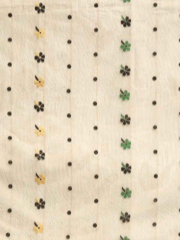 Black Pure Cotton Woven Zari Design Geomatric Saree with Unstitched Blouse - Hiral Fashion | Grocsy
