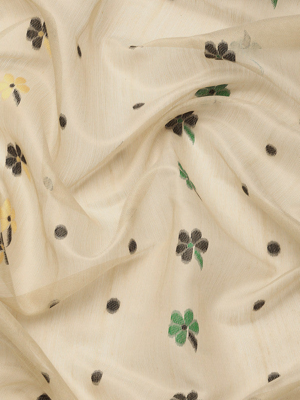 Black Pure Cotton Woven Zari Design Geomatric Saree with Unstitched Blouse - Hiral Fashion | Grocsy