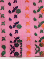 Pink Pure Cotton Woven Zari Design Floral Saree with Unstitched Blouse - Hiral Fashion | Grocsy