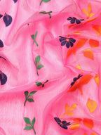 Pink Pure Cotton Woven Zari Design Floral Saree with Unstitched Blouse - Hiral Fashion | Grocsy