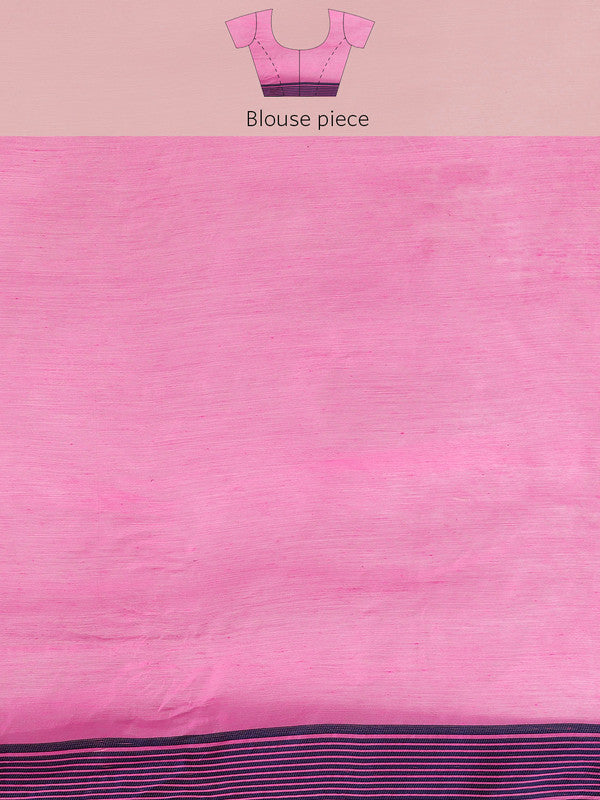 Pink Pure Cotton Woven Zari Design Floral Saree with Unstitched Blouse - Hiral Fashion | Grocsy