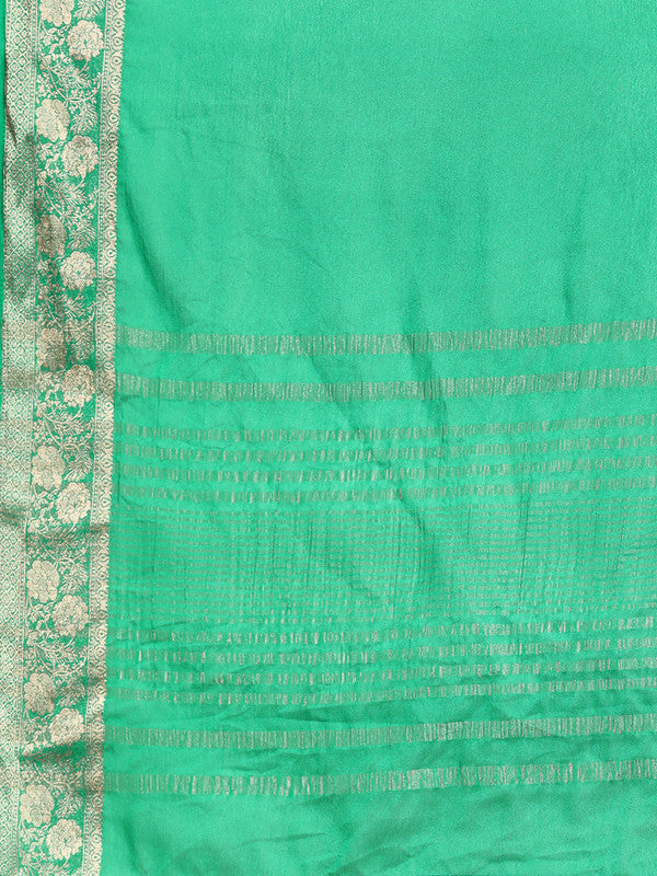 Green Pure Viscose Chinon Zari Woven Solid Saree with Unstitched Blouse - Hiral Fashion | Grocsy