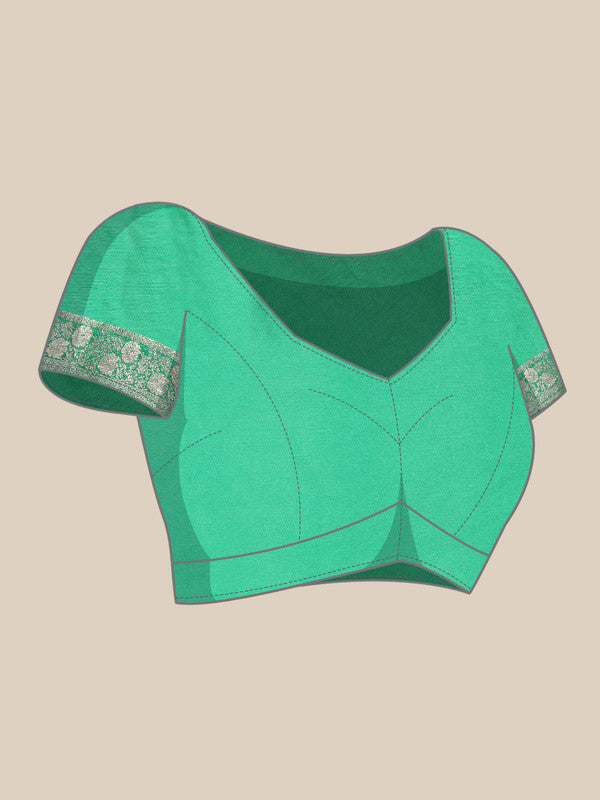 Green Pure Viscose Chinon Zari Woven Solid Saree with Unstitched Blouse - Hiral Fashion | Grocsy
