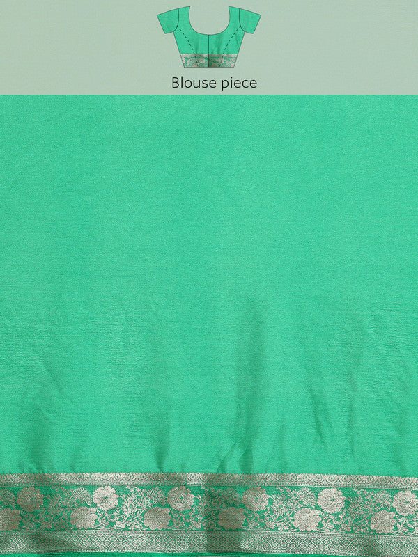 Green Pure Viscose Chinon Zari Woven Solid Saree with Unstitched Blouse - Hiral Fashion | Grocsy