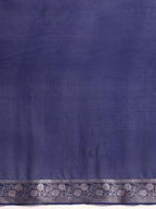 Navy Blue Pure Viscose Chinon Zari Woven Solid Saree with Unstitched Blouse - Hiral Fashion | Grocsy