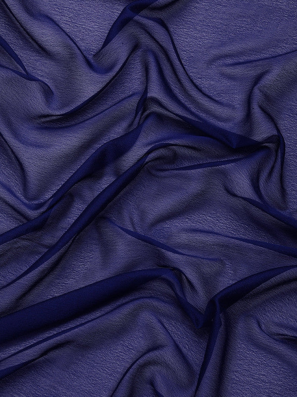 Navy Blue Pure Viscose Chinon Zari Woven Solid Saree with Unstitched Blouse - Hiral Fashion | Grocsy
