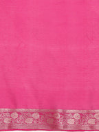 Pink Pure Viscose Chinon Zari Woven Solid Saree with Unstitched Blouse - Hiral Fashion | Grocsy