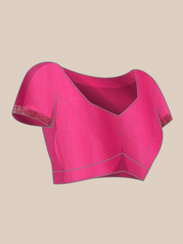Pink Pure Viscose Chinon Zari Woven Solid Saree with Unstitched Blouse - Hiral Fashion | Grocsy