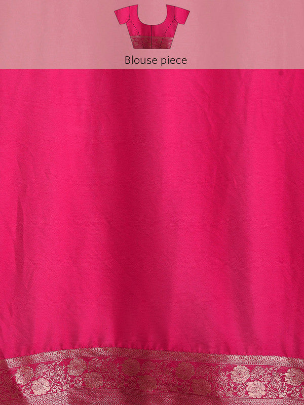 Pink Pure Viscose Chinon Zari Woven Solid Saree with Unstitched Blouse - Hiral Fashion | Grocsy