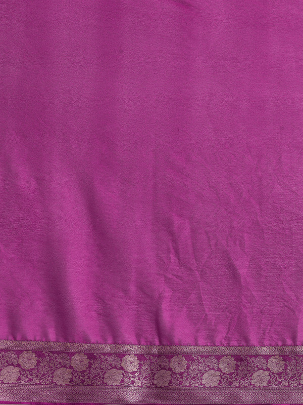 Purple Pure Viscose Chinon Zari Woven Solid Saree with Unstitched Blouse - Hiral Fashion | Grocsy