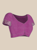 Purple Pure Viscose Chinon Zari Woven Solid Saree with Unstitched Blouse - Hiral Fashion | Grocsy