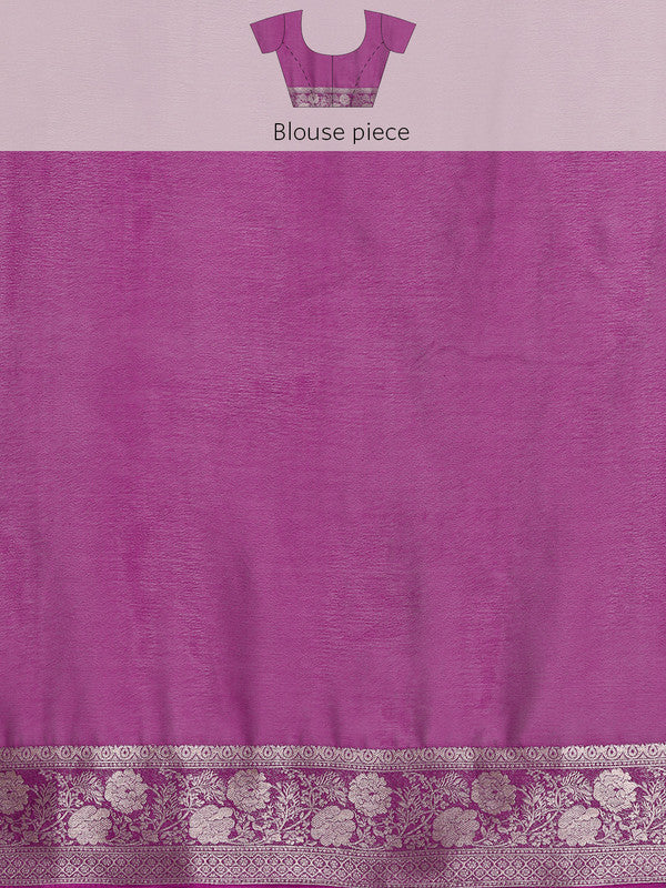 Purple Pure Viscose Chinon Zari Woven Solid Saree with Unstitched Blouse - Hiral Fashion | Grocsy
