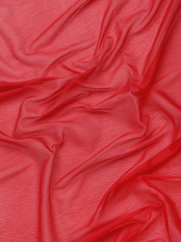 Red Pure Viscose Chinon Zari Woven Solid Saree with Unstitched Blouse - Hiral Fashion | Grocsy