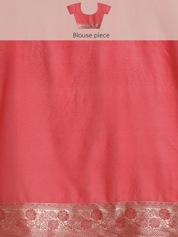 Red Pure Viscose Chinon Zari Woven Solid Saree with Unstitched Blouse - Hiral Fashion | Grocsy