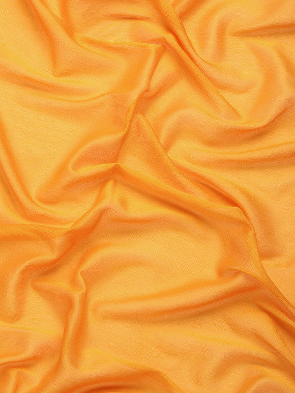 Yellow Pure Viscose Chinon Zari Woven Solid Saree with Unstitched Blouse - Hiral Fashion | Grocsy