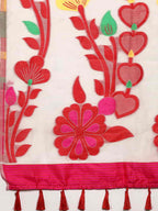 Off White Pure Cotton Woven Zari Design Floral Saree with Unstitched Blouse - Hiral Fashion | Grocsy