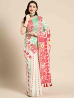 Off White Pure Cotton Woven Zari Design Floral Saree with Unstitched Blouse - Hiral Fashion | Grocsy