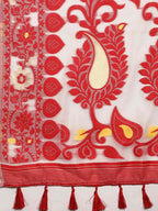 Off White Pure Cotton Woven Zari Design Floral Saree with Unstitched Blouse - Hiral Fashion | Grocsy