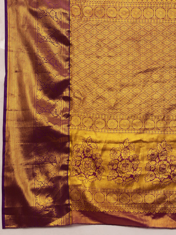 Green Pure Silk Woven Zari Design Floral Saree with Unstitched Blouse - Hiral Fashion | Grocsy