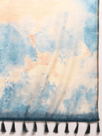 Beige Organza Printed Tie and Dye Saree with Unstitched Blouse - Hiral Fashion | Grocsy
