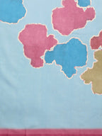 Aqua Silk Blend Printed Abstract Saree with Unstitched Blouse - Hiral Fashion | Grocsy