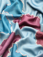 Aqua Silk Blend Printed Abstract Saree with Unstitched Blouse - Hiral Fashion | Grocsy