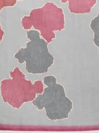 Dark Gray Silk Blend Printed Abstract Saree with Unstitched Blouse - Hiral Fashion | Grocsy