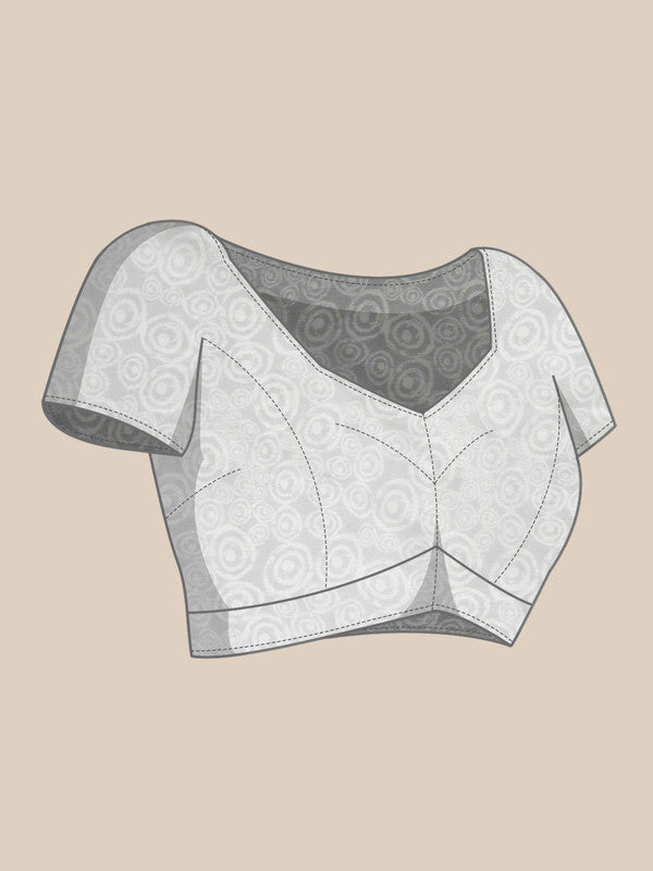 Gray Silk Blend Printed Abstract Saree with Unstitched Blouse - Hiral Fashion | Grocsy
