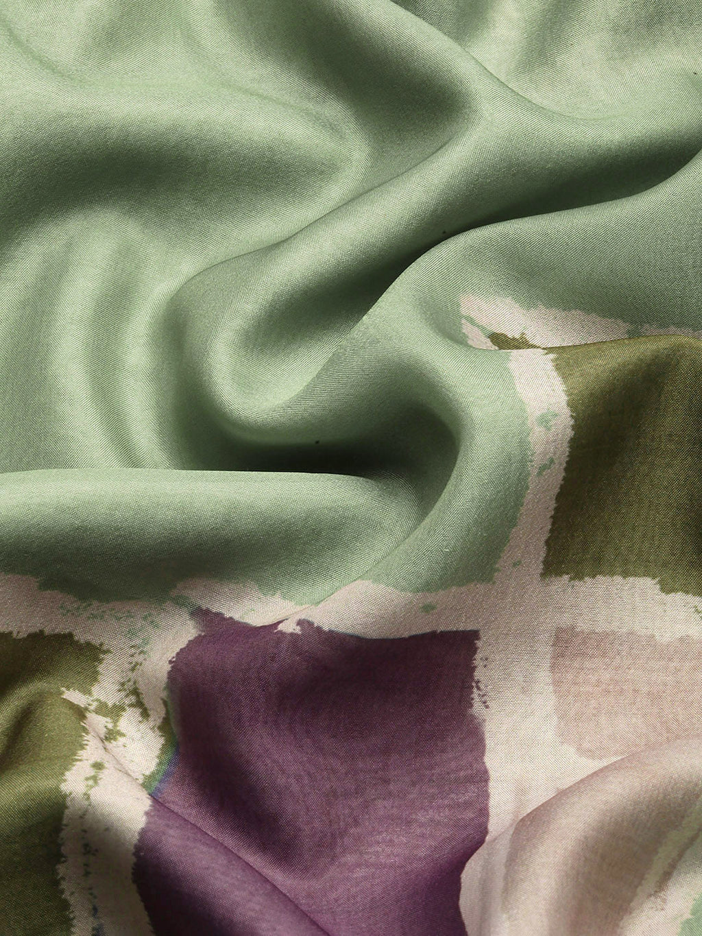 Olive Silk Blend Printed Abstract Saree with Unstitched Blouse - Hiral Fashion | Grocsy