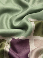 Olive Silk Blend Printed Abstract Saree with Unstitched Blouse - Hiral Fashion | Grocsy