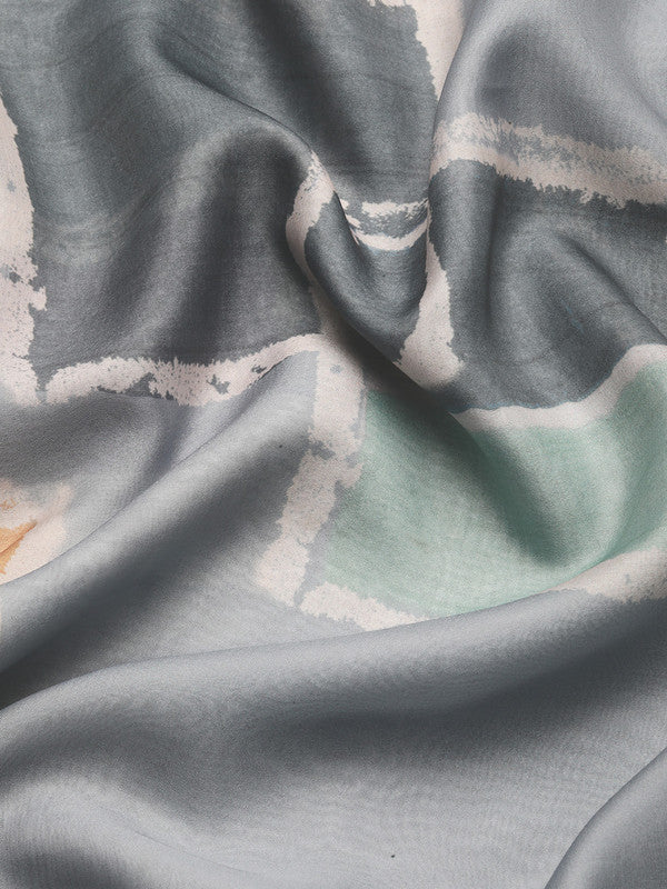 Multicolor Silk Blend Printed Abstract Saree with Unstitched Blouse - Hiral Fashion | Grocsy