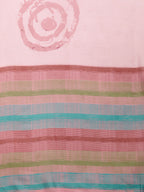 Peach Silk Blend Printed Abstract Saree with Unstitched Blouse - Hiral Fashion | Grocsy