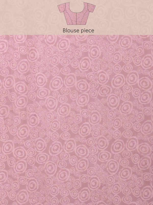 Peach Silk Blend Printed Abstract Saree with Unstitched Blouse - Hiral Fashion | Grocsy