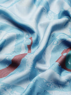 Sky Blue Silk Blend Printed Abstract Saree with Unstitched Blouse - Hiral Fashion | Grocsy