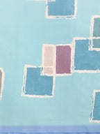 Turquoise Silk Blend Printed Abstract Saree with Unstitched Blouse - Hiral Fashion | Grocsy