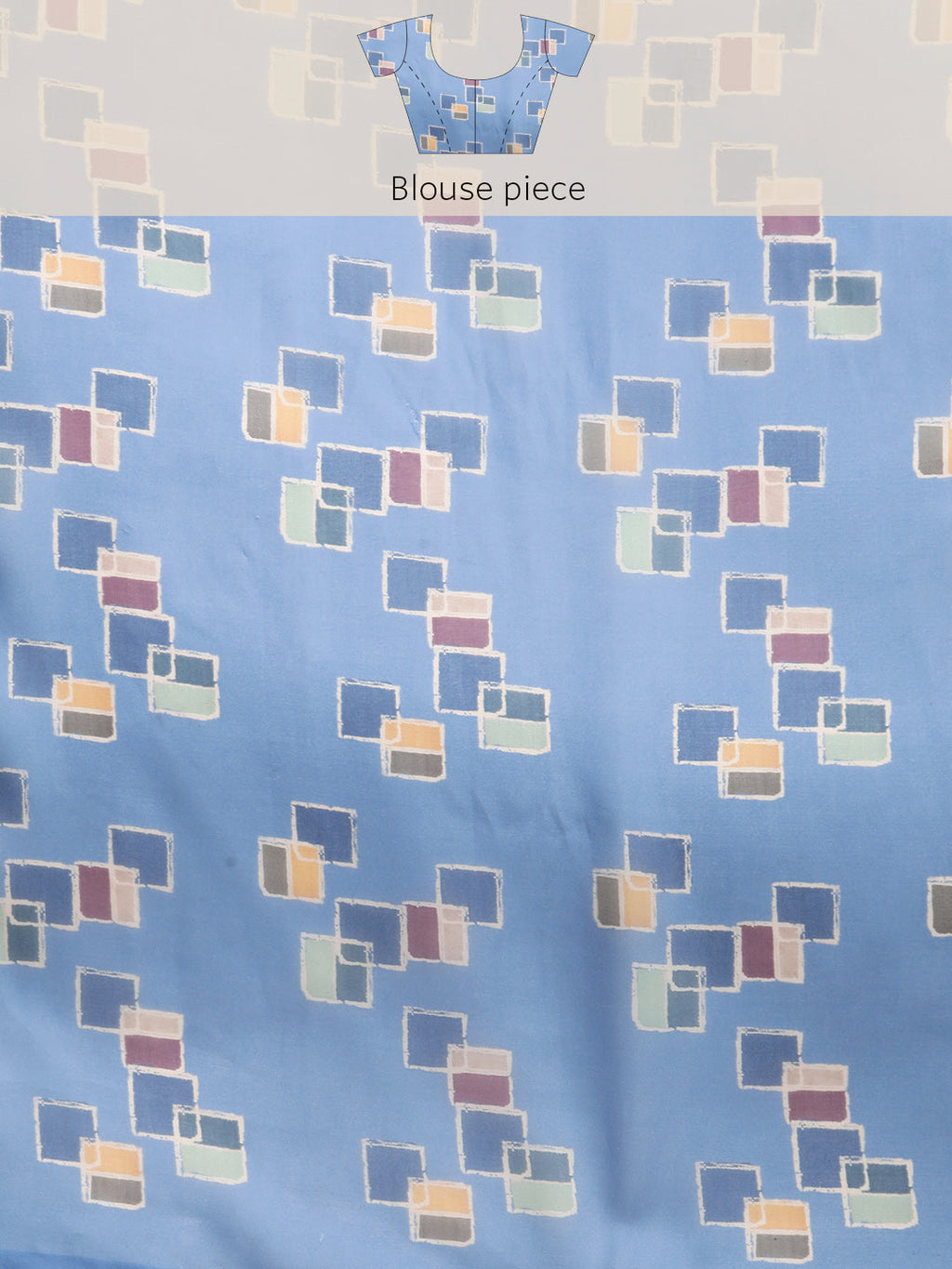 Turquoise Silk Blend Printed Abstract Saree with Unstitched Blouse - Hiral Fashion | Grocsy