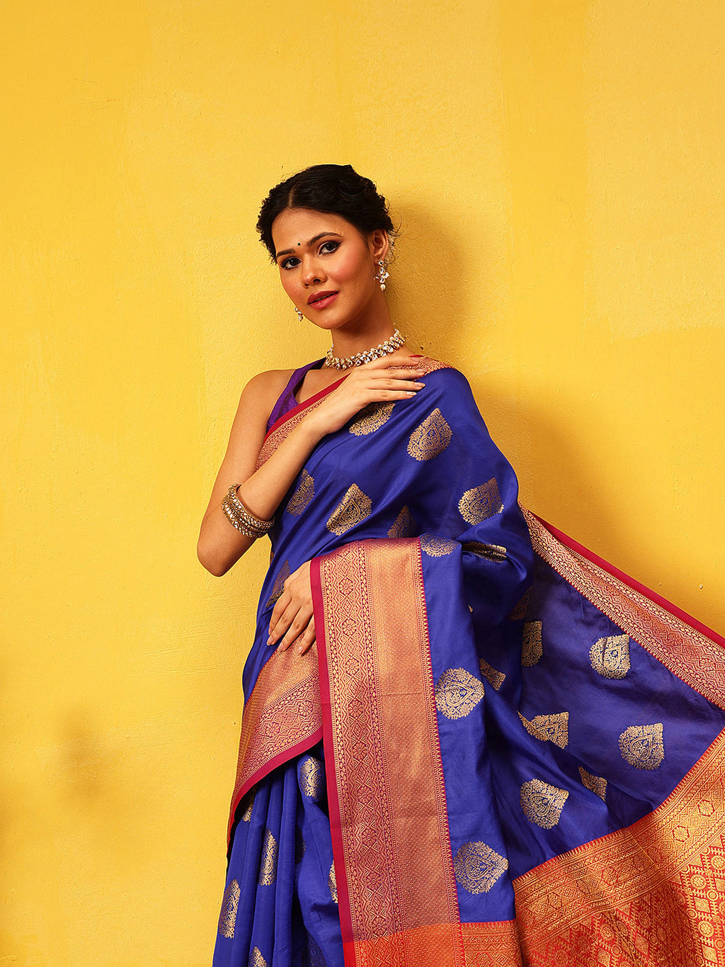 Hiral Fashion Blue Kanjeevaram Silk Woven Design Saree | Grocsy