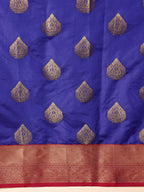 Hiral Fashion Blue Kanjeevaram Silk Woven Design Saree | Grocsy