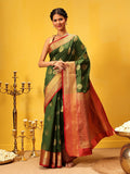 Hiral Fashion Green Kanjeevaram Silk Woven Design Saree | Grocsy