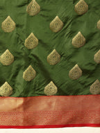 Hiral Fashion Green Kanjeevaram Silk Woven Design Saree | Grocsy