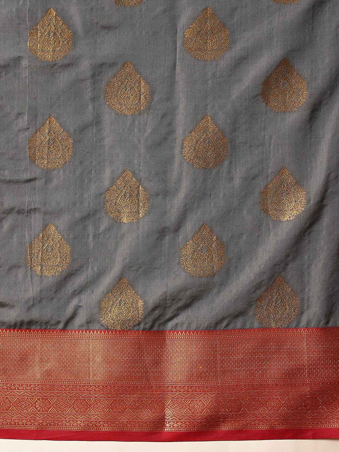 Hiral Fashion Grey Kanjeevaram Silk Woven Design Saree | Grocsy