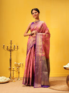 Hiral Fashion Pink Kanjeevaram Silk Woven Design Saree | Grocsy