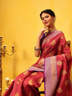 Hiral Fashion Red Kanjeevaram Silk Woven Design Saree | Grocsy