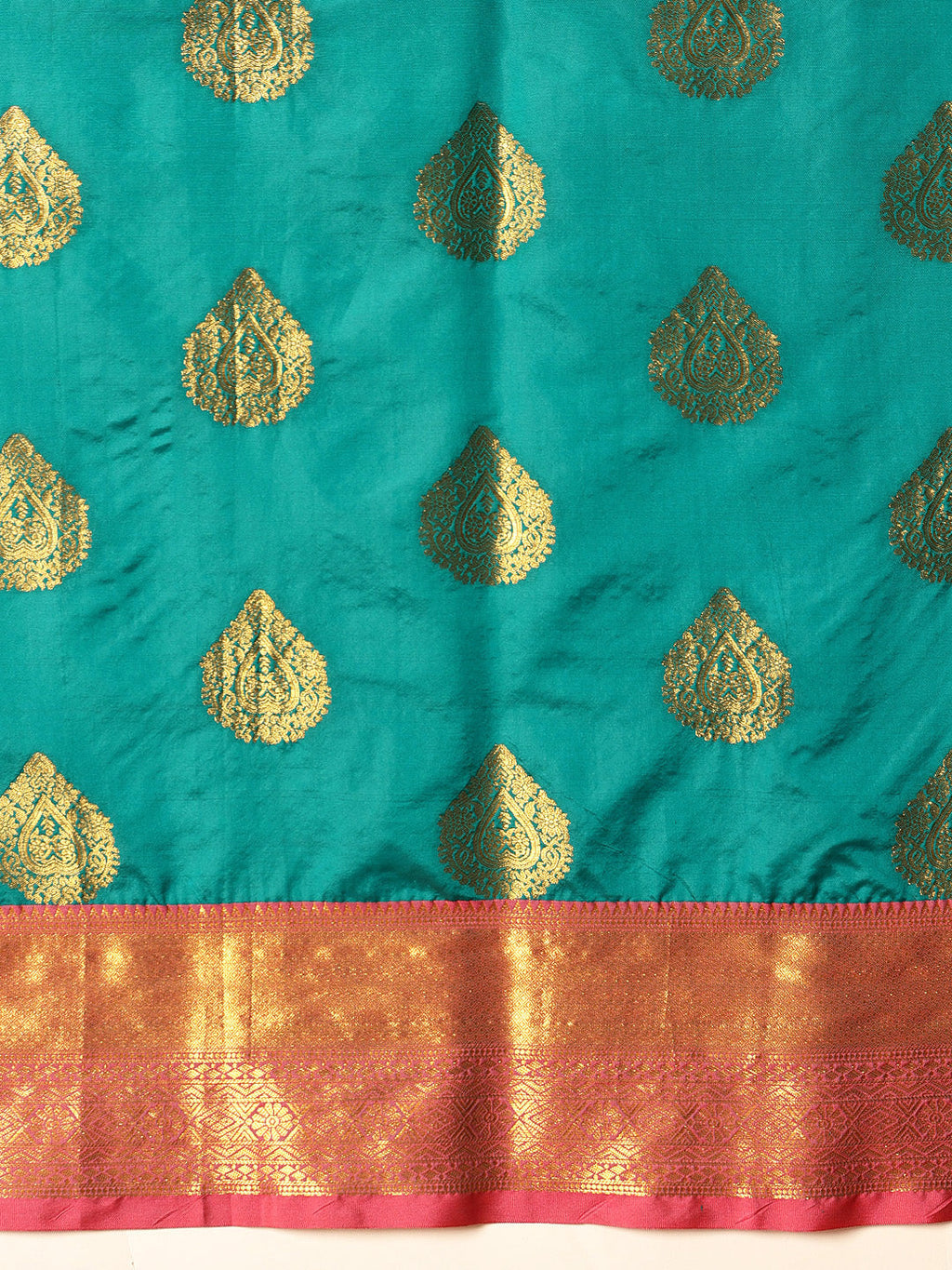 Hiral Fashion Teal Kanjeevaram Silk Woven Design Saree | Grocsy
