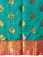 Hiral Fashion Teal Kanjeevaram Silk Woven Design Saree | Grocsy