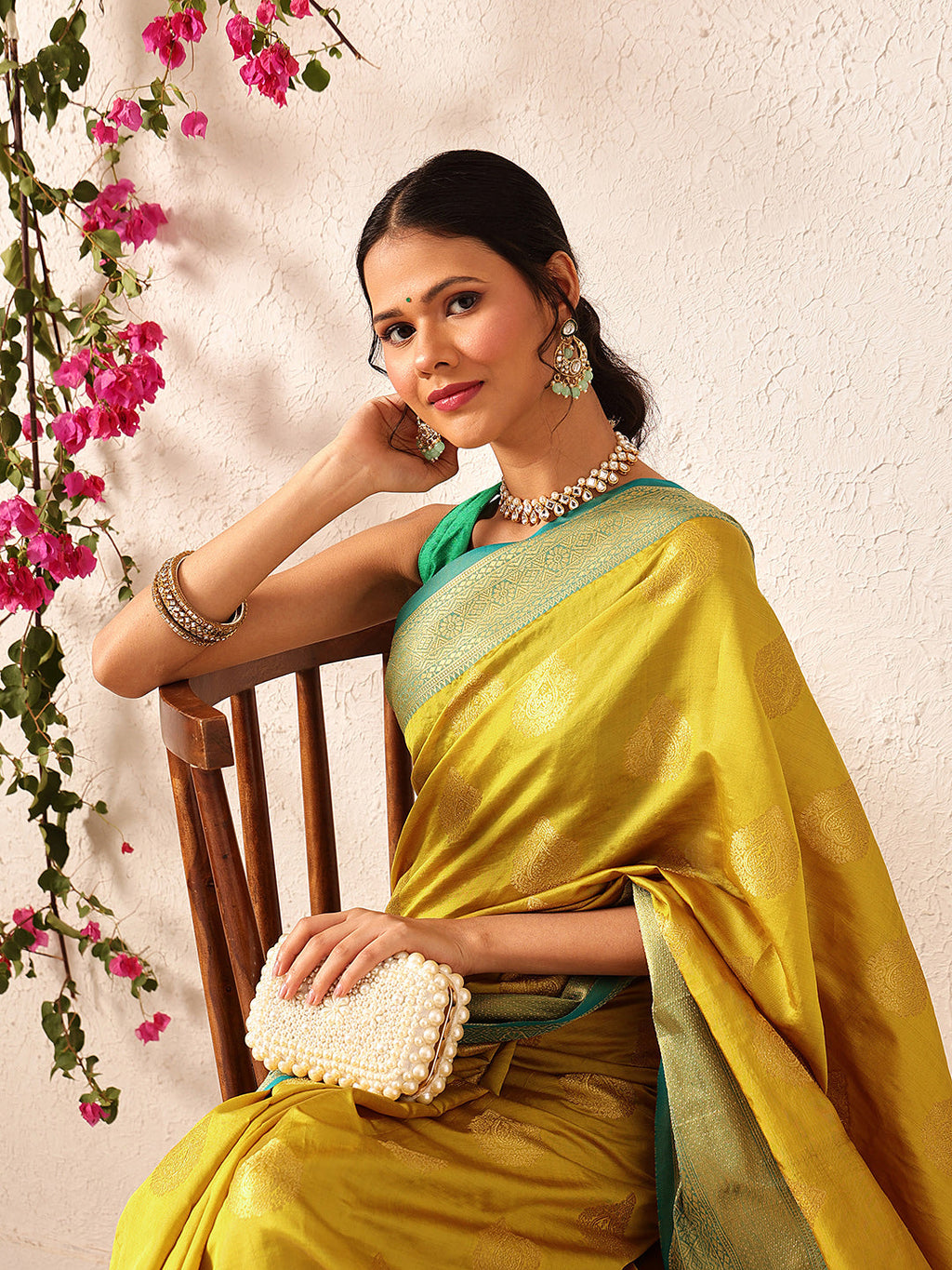 Hiral Fashion Yellow Kanjeevaram Silk Woven Design Saree | Grocsy